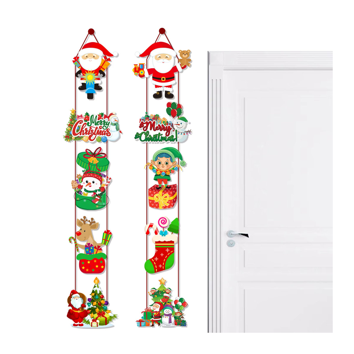 WEIGAO Weihnachts Türbanner aus Papier mit Santa Claus, Schneemann und Elch in Mehrfarbig zur hängenden Dekoration - Bild 3
