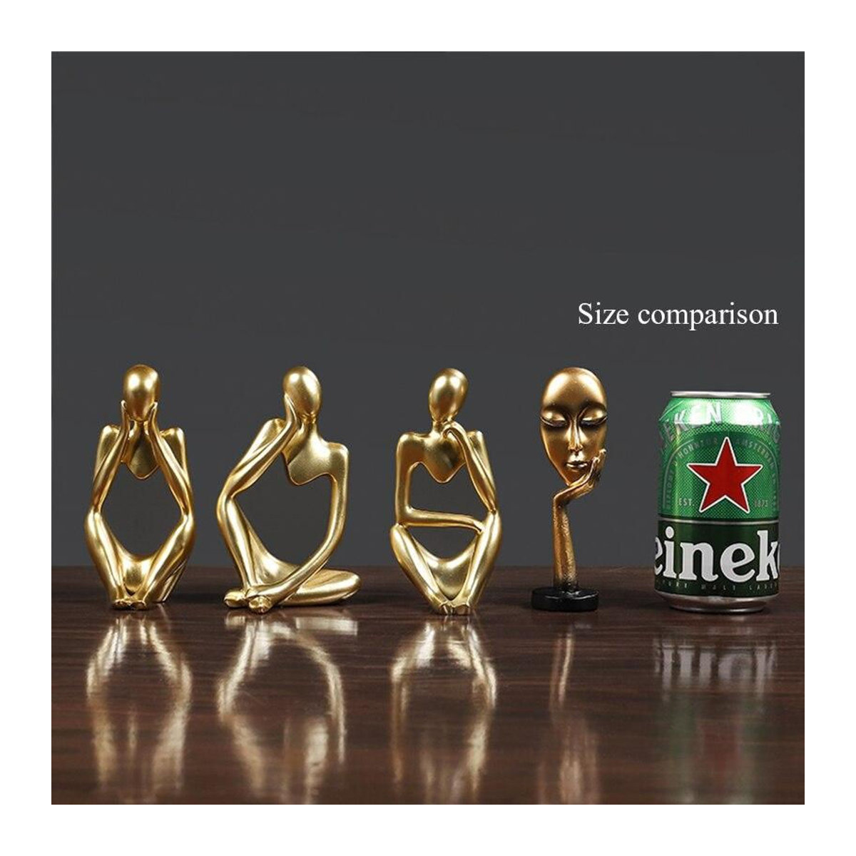 Weihexin Abstrakte Skulptur aus Kunstharz in Gold als moderne Dekoration für dein Zuhause oder dein Büro - Bild 2