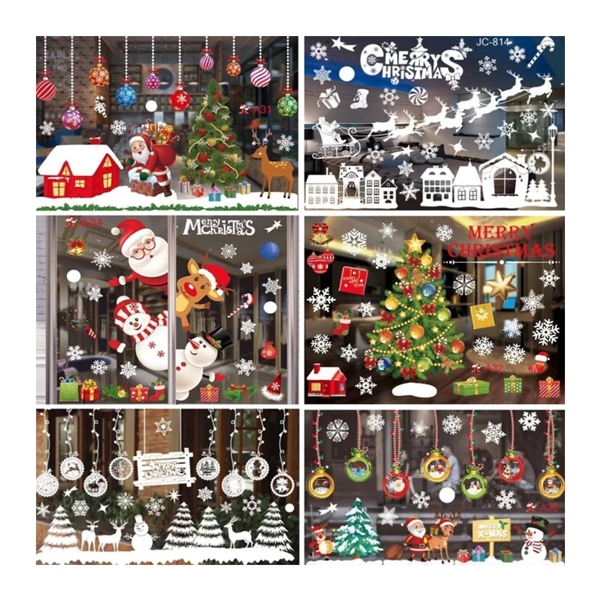 Weihnachten Fensteraufkleber Frohe Weihnachten Dekoration für Kinderzimmer und Fensterglas in Multicolor - Bild 1