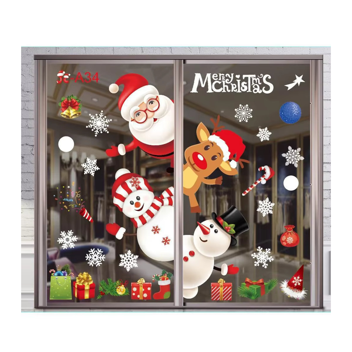 Weihnachten Fensteraufkleber Frohe Weihnachten Dekoration für Kinderzimmer und Fensterglas in Multicolor - Bild 2