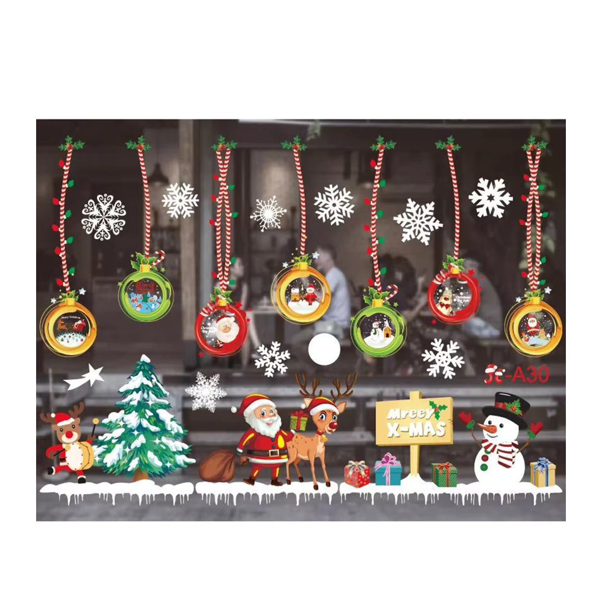Weihnachten Fensteraufkleber Frohe Weihnachten Dekoration für Kinderzimmer und Fensterglas in Multicolor - Bild 4