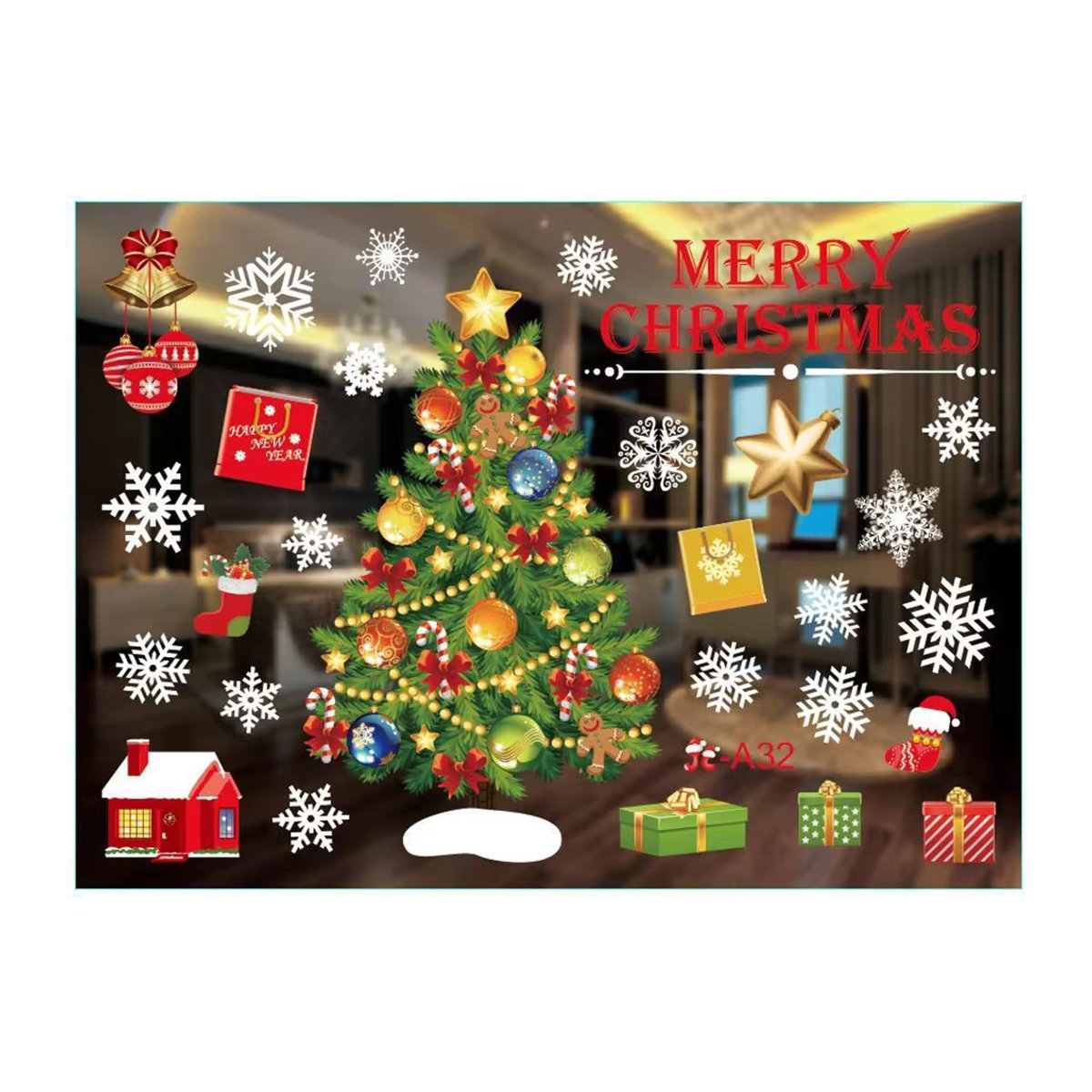 Weihnachten Fensteraufkleber Frohe Weihnachten Dekoration für Kinderzimmer und Fensterglas in Multicolor - Bild 5