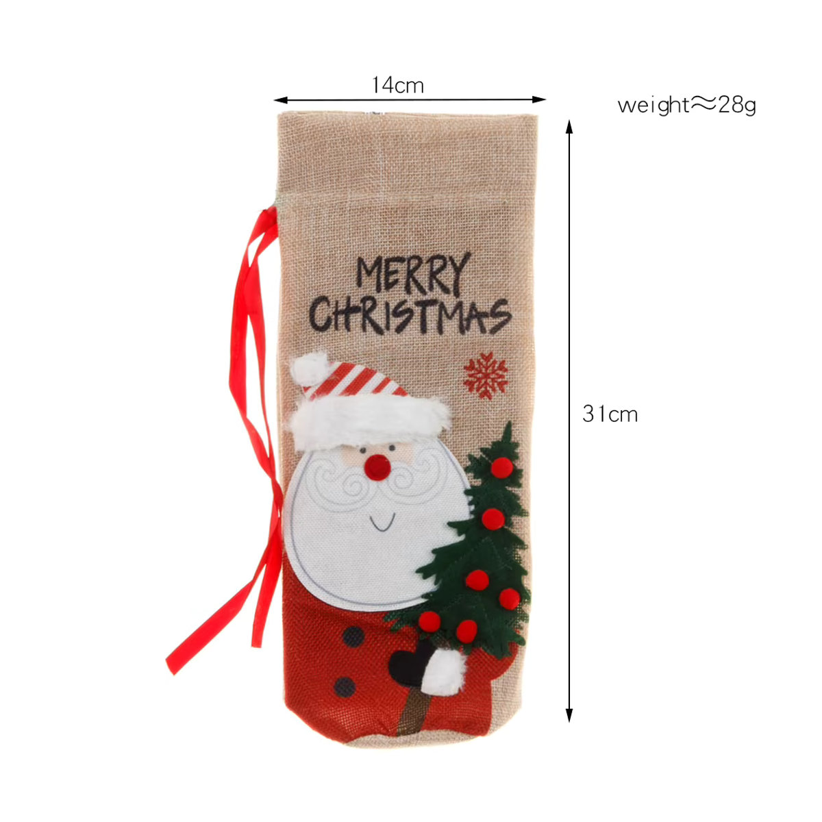 Weihnachtliche Flaschenhülle von cyuan mit Weihnachtsmann und Schneemann Motiv in Mehrfarbig, Textil-Flaschenbeutel für Champagner und Wein zur Tischdekoration - Bild 5