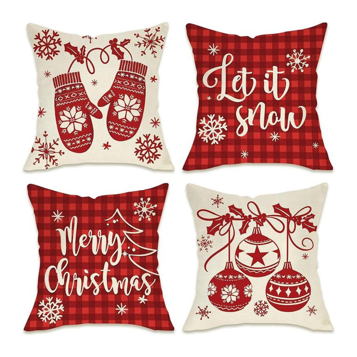 Weihnachtliche Kissenbezüge Let It Snow mit festlichen Designs aus Peach Skin, B/B: 18 x 18 cm - Bild 1