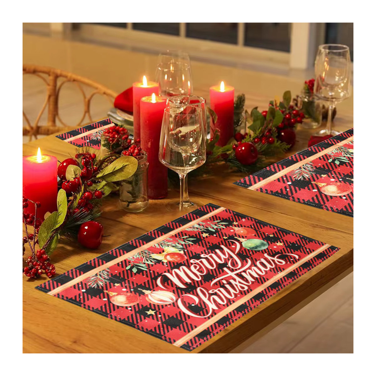 Weihnachtliche Platzsets aus Leinen in Rot für deine Tischdekoration - Bild 3