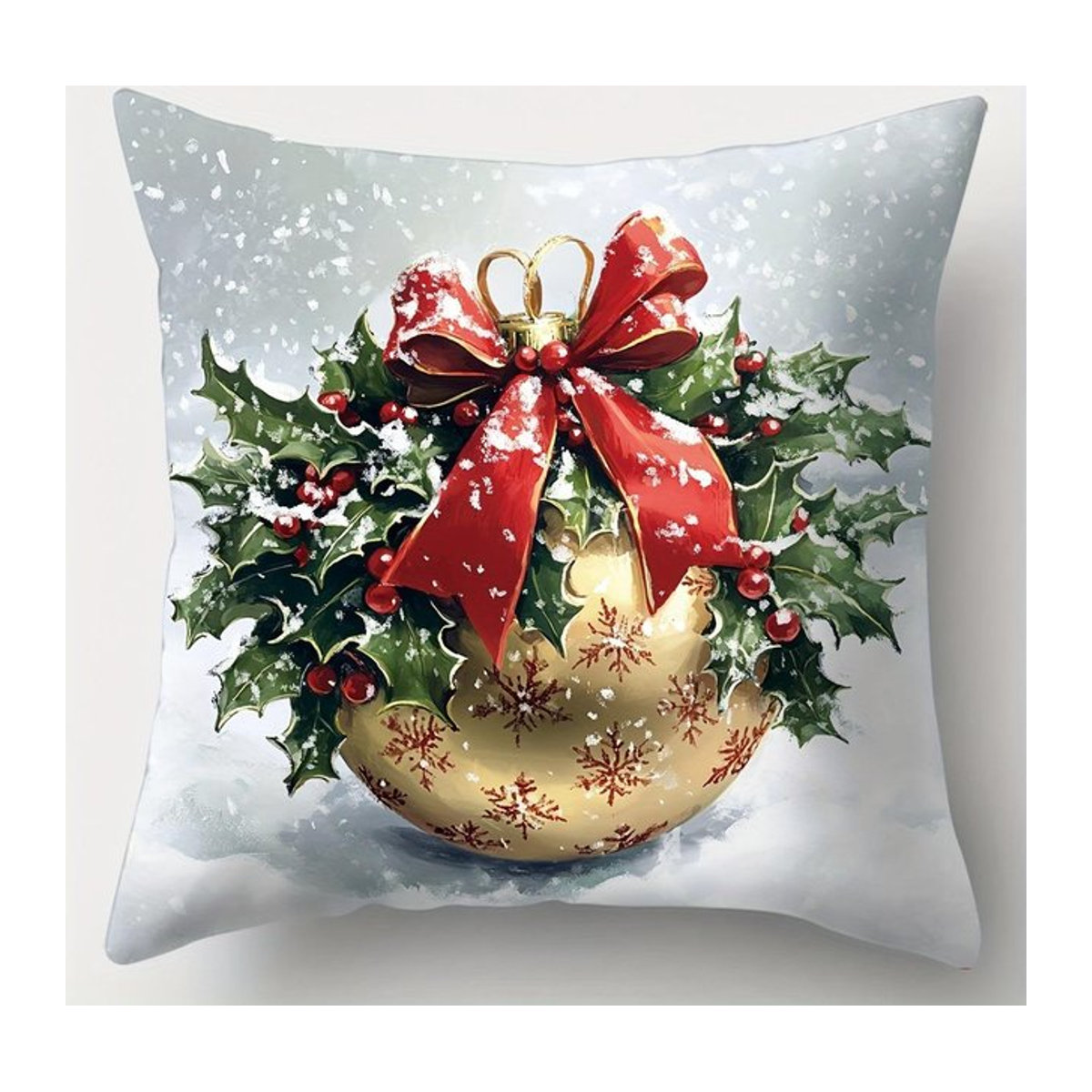 Weihnachtlicher Kissenbezug mit Santa und Glocken Motiv für Sofa und Schlafzimmer, B/B/H: 18 x 18 x 18 cm - Bild 1