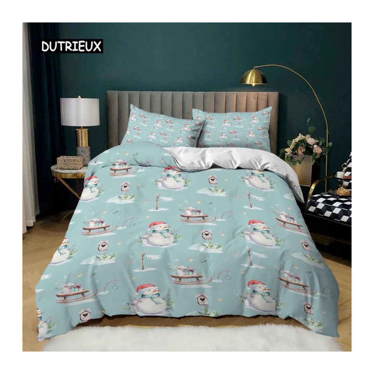 Weihnachts Bettwäsche Set mit Strumpf und Glocken Druck aus Polyester für Kinder und Mädchen, B/H: 135 x 200 cm - Bild 1