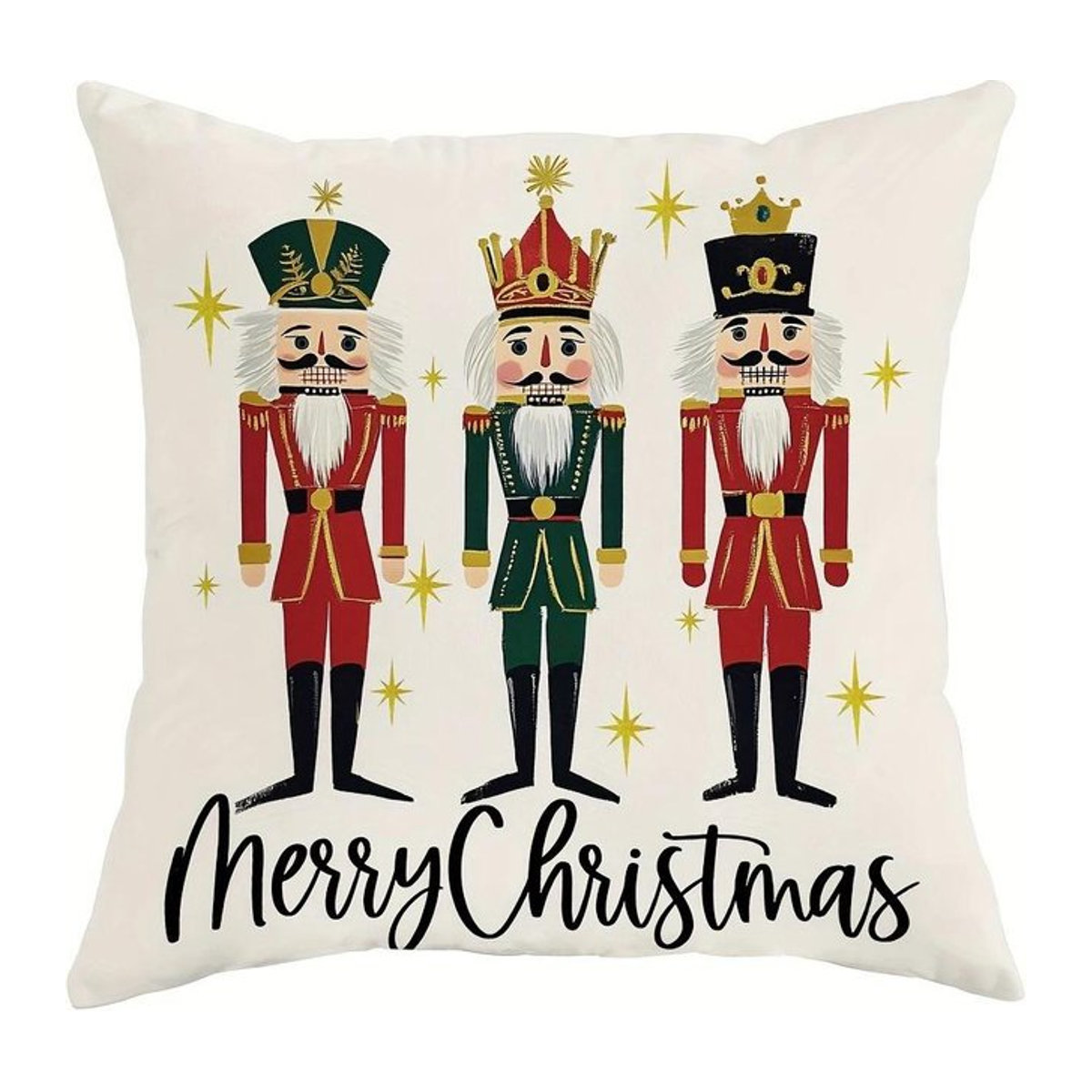 Weihnachts-Kissenbezug mit Nussknacker-Motiv für dein Zuhause, B/B: 18 x 18 cm - Bild 1