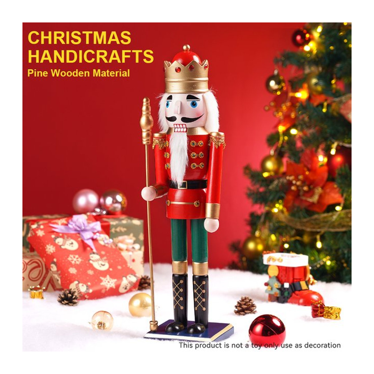 Weihnachts-Nussknacker König mit Zepter und Cape in Rot, 50 cm Höhe - Bild 1