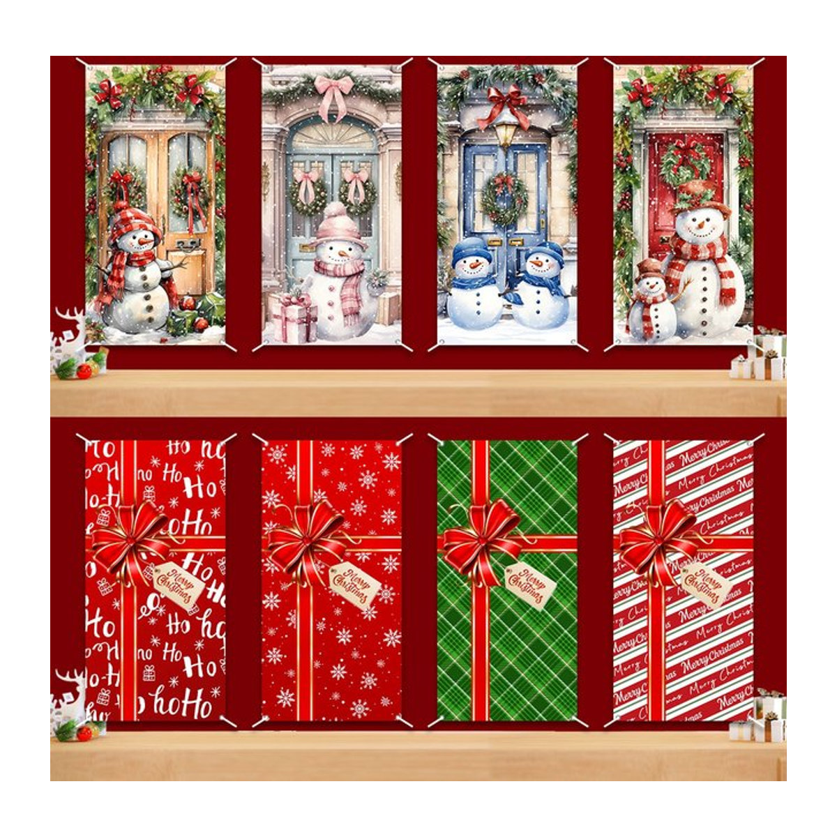 Weihnachts-Türbanner Frohe Weihnachten und Frohes Neues Jahr Wanddekoration aus Polyester - Bild 1