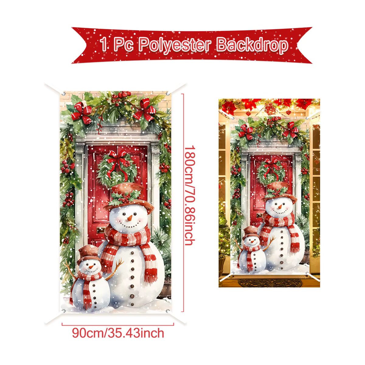 Weihnachts-Türbanner Frohe Weihnachten und Frohes Neues Jahr Wanddekoration aus Polyester - Bild 4