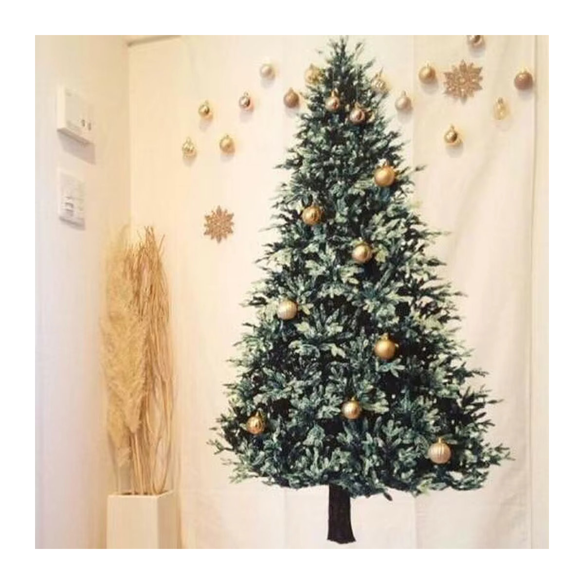 Weihnachts-Wandtapisserie mit Kiefer und Sternen-Lichtern als Stoff-Wanddekoration für dein Zuhause, Breite: 75 cm, Höhe: 75 cm - Bild 4