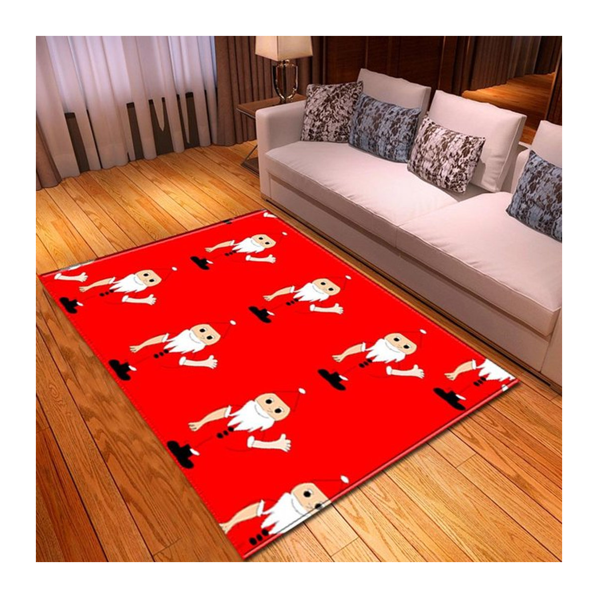Weihnachts-Wohnzimmerteppich mit Weihnachtsmann und Schneemann Motiv, Dekorativer Salonteppich für Wohnzimmer, Küche oder Schlafzimmer, B/T: 60 x 40 cm - Bild 1