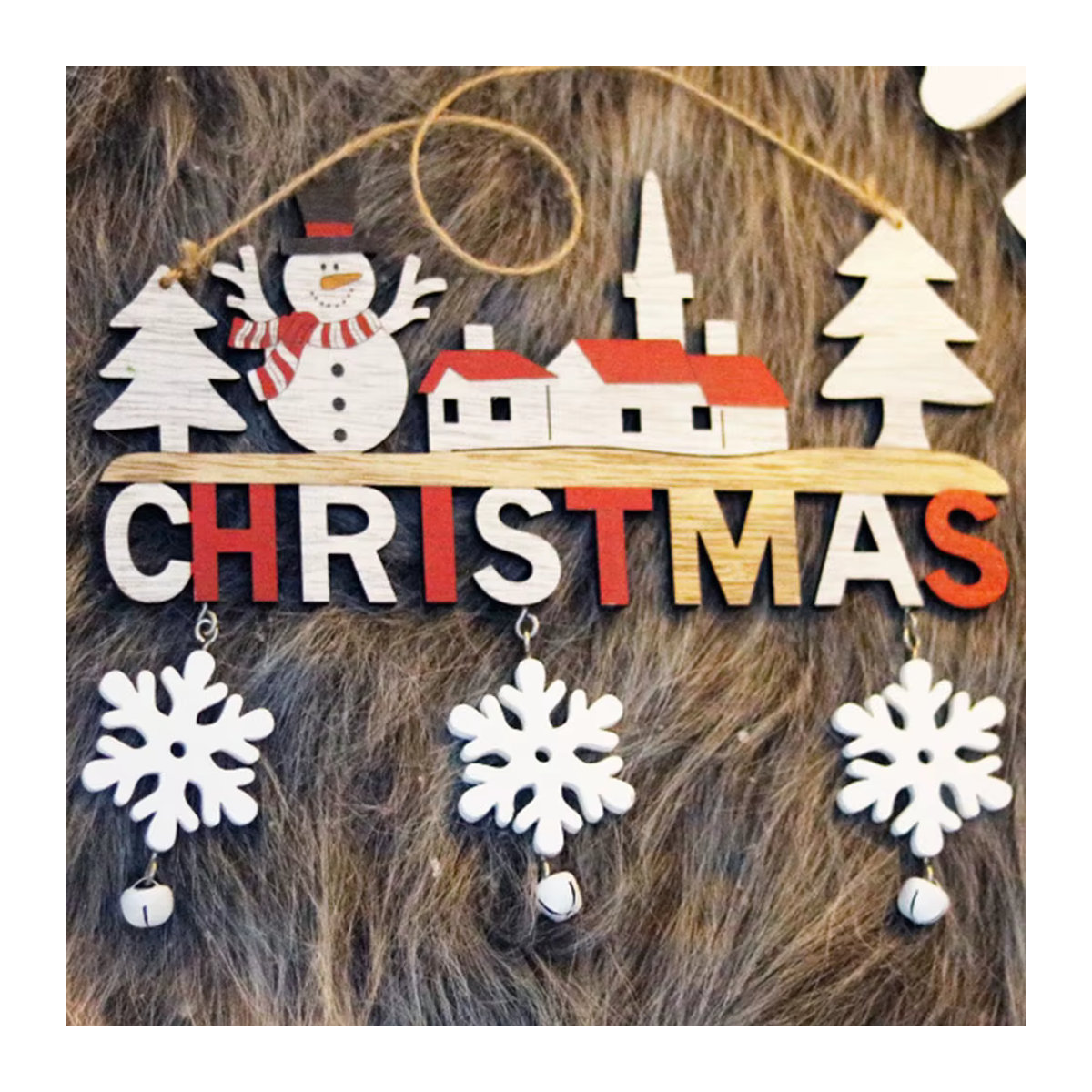 Weihnachtsanhänger aus Holz mit Schneemann und Santa Claus in Multicolor - Bild 4