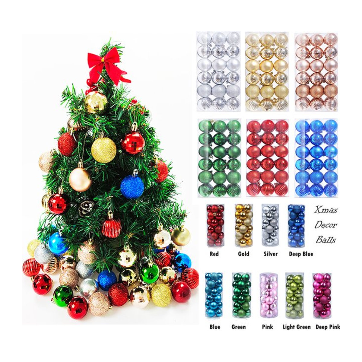 Weihnachtsbaumkugeln in Gold, Rot, Pink und Multicolor als runde Weihnachtsdekoration für dein Zuhause - Bild 1