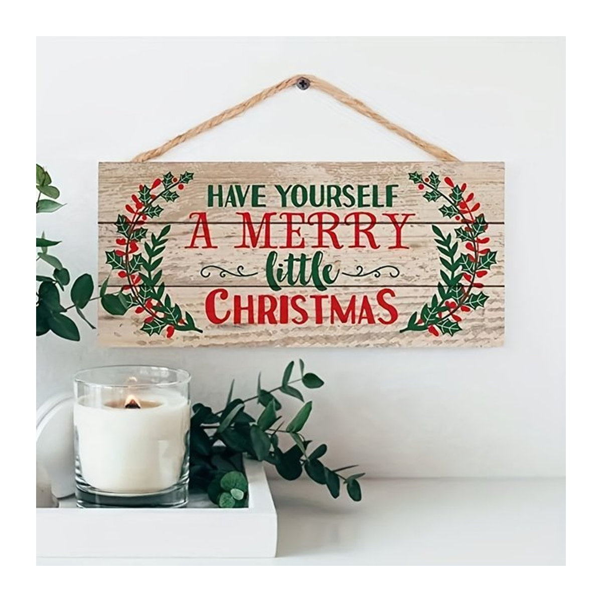 Weihnachtsdekoration aus Holz als hängendes Schild für Garten und Wand in Multicolor - Bild 1