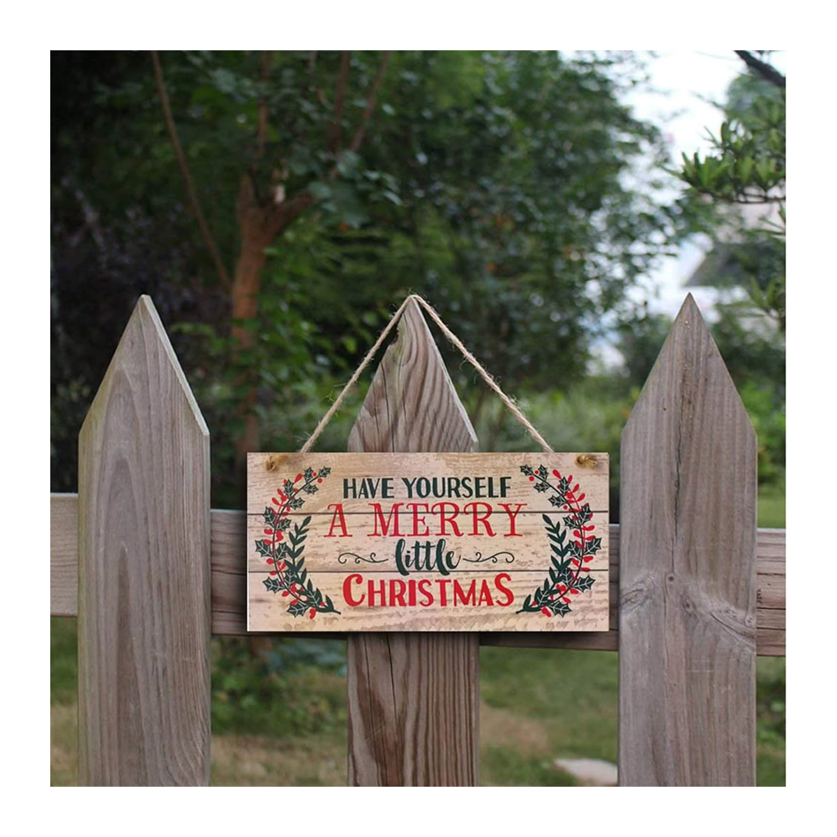 Weihnachtsdekoration aus Holz als hängendes Schild für Garten und Wand in Multicolor - Bild 3