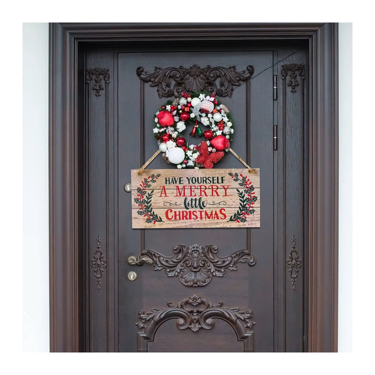 Weihnachtsdekoration aus Holz als hängendes Schild für Garten und Wand in Multicolor - Bild 5