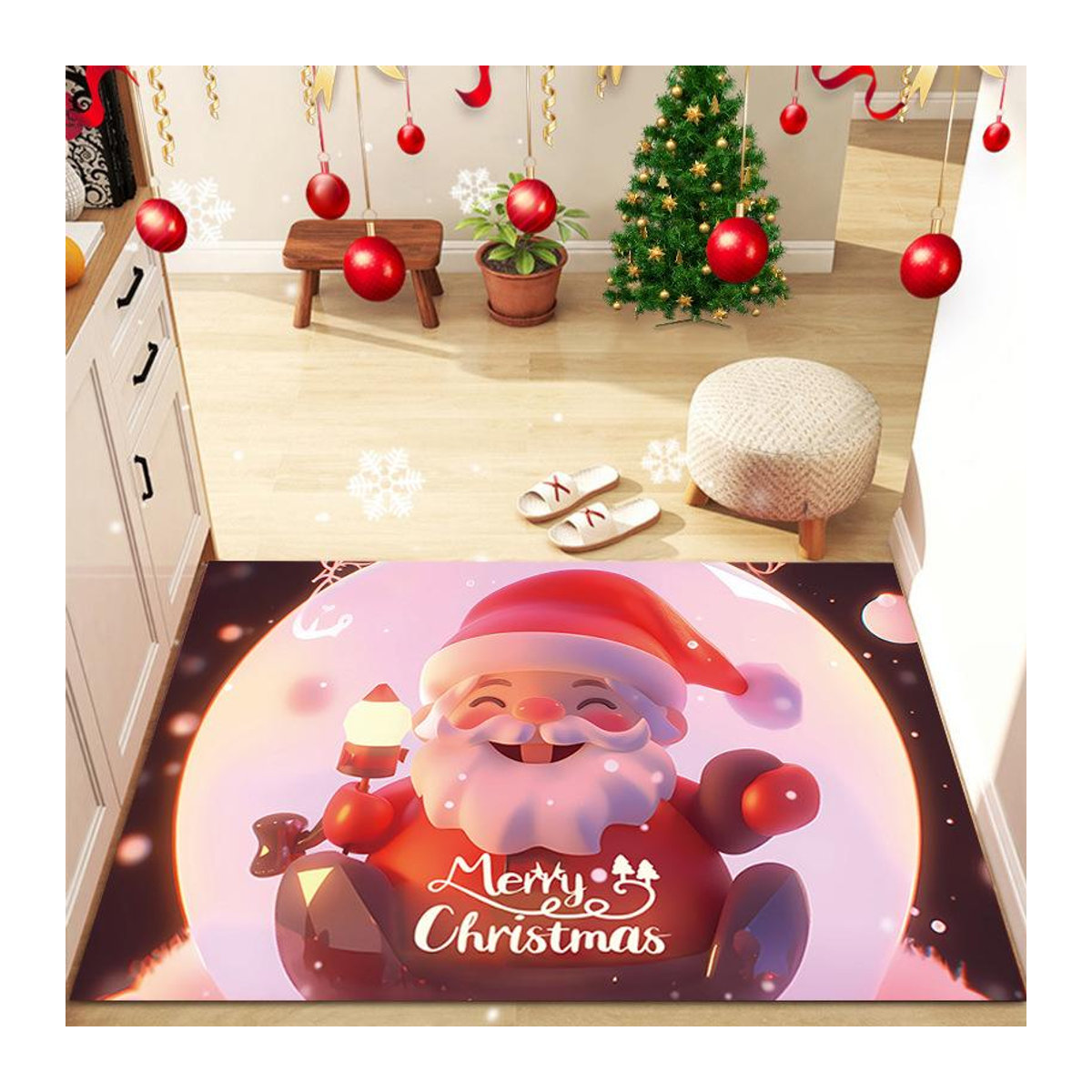 Weihnachtsfußmatte als Eingangstürmatte und Eingangshallenteppich, wasserabsorbierend und schmutzabweisend, B/B: 60 x 90 cm - Bild 1
