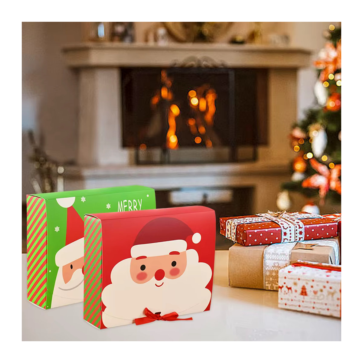Weihnachtsgeschenkboxen aus Papier mit Santa Claus Motiv und Band für Kinder - Bild 4