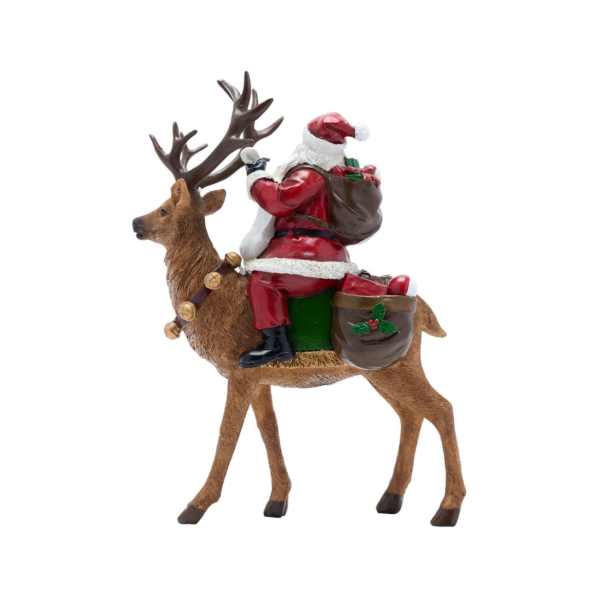 Weihnachtsmann auf Rentier Figur in Rot aus Harz für deine Weihnachtsdekoration - Bild 2