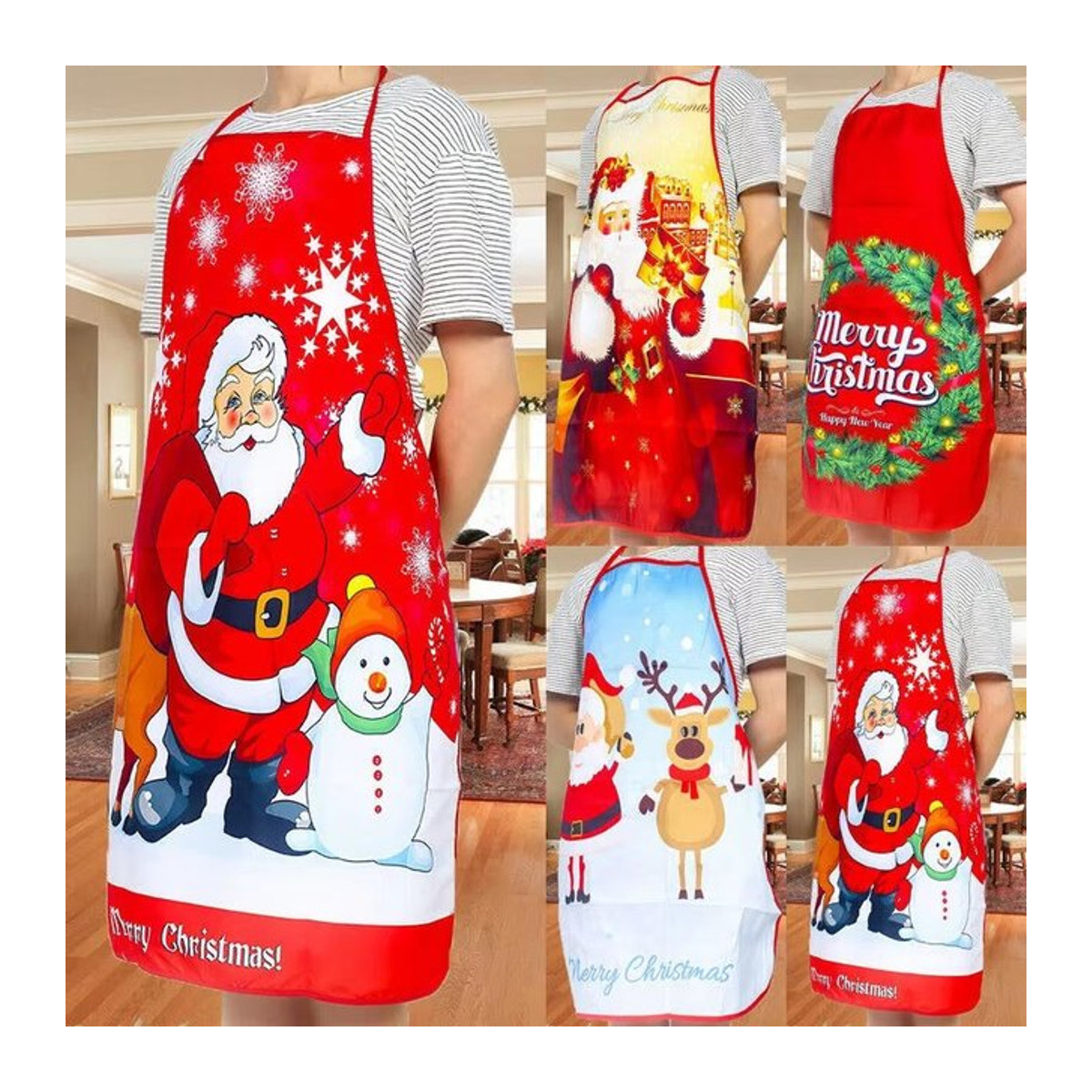 Weihnachtsmann Schürze für Damen und Herren, Ölbeständige und wiederverwendbare Kochschürze zum Backen und Kochen - Bild 1