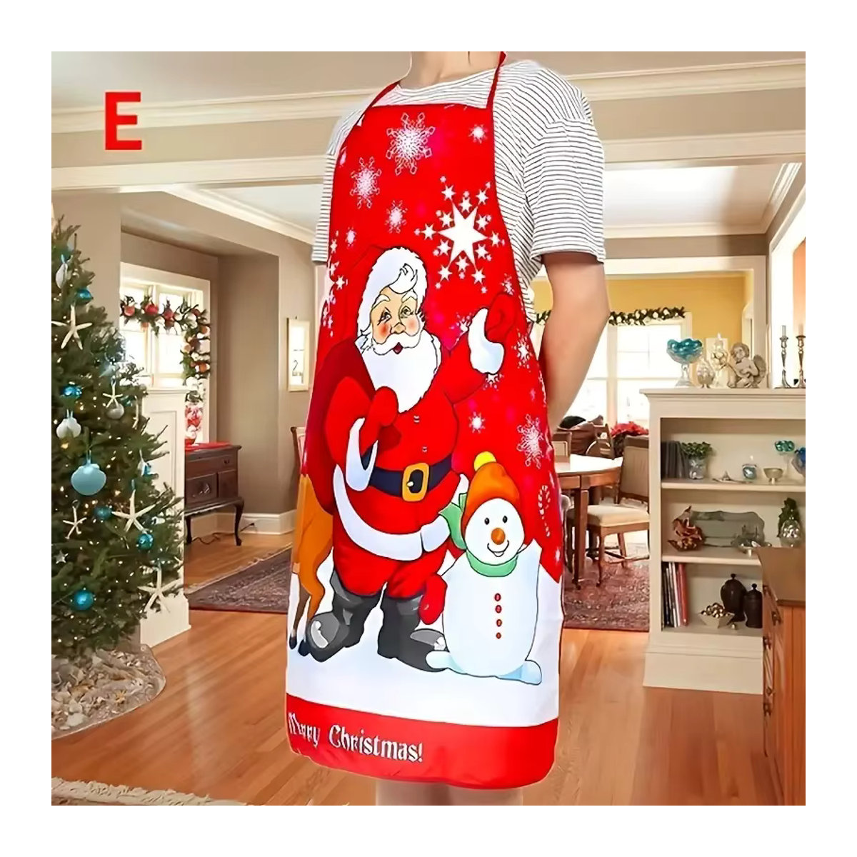Weihnachtsmann Schürze für Damen und Herren, Ölbeständige und wiederverwendbare Kochschürze zum Backen und Kochen - Bild 2