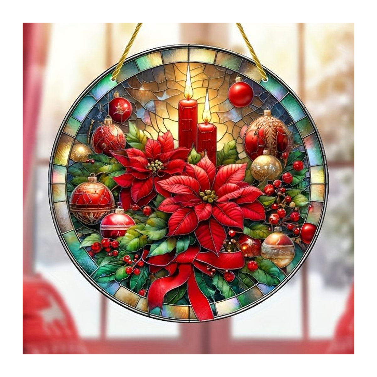 Weihnachtsstern Sonnenfänger aus Acryl in Multicolor als Buntglas-Fensteraufhängung für deine Weihnachtsdekoration - Bild 1