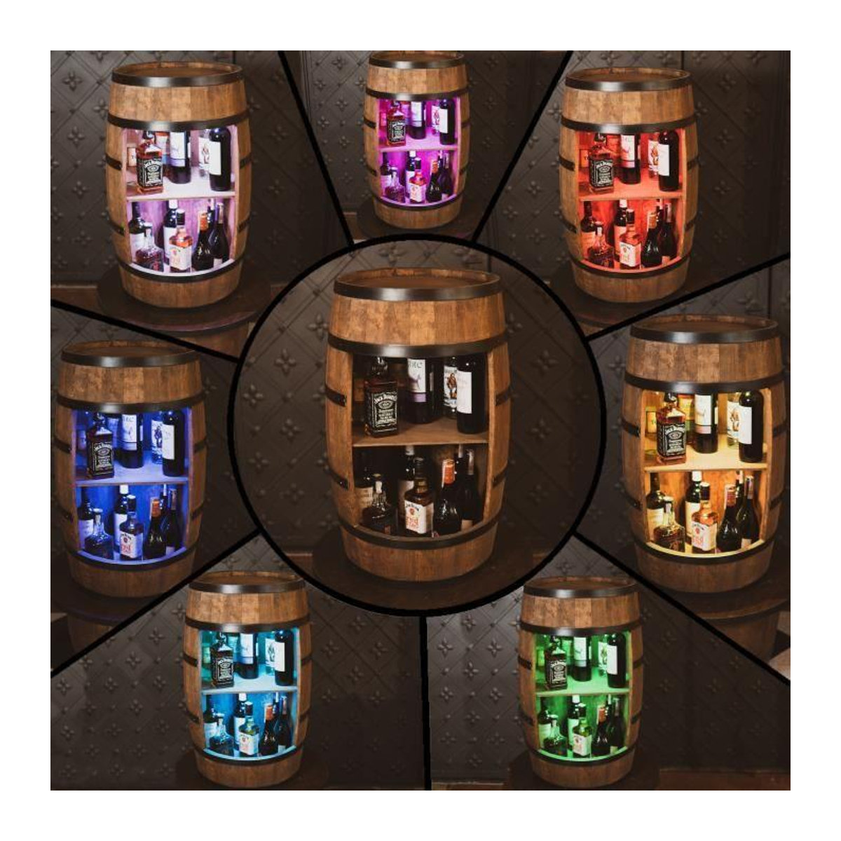 Weinregal Creative Cooper aus Holz und Stahl mit LED-Beleuchtung, Wengé, Breite: 80 cm - Bild 2