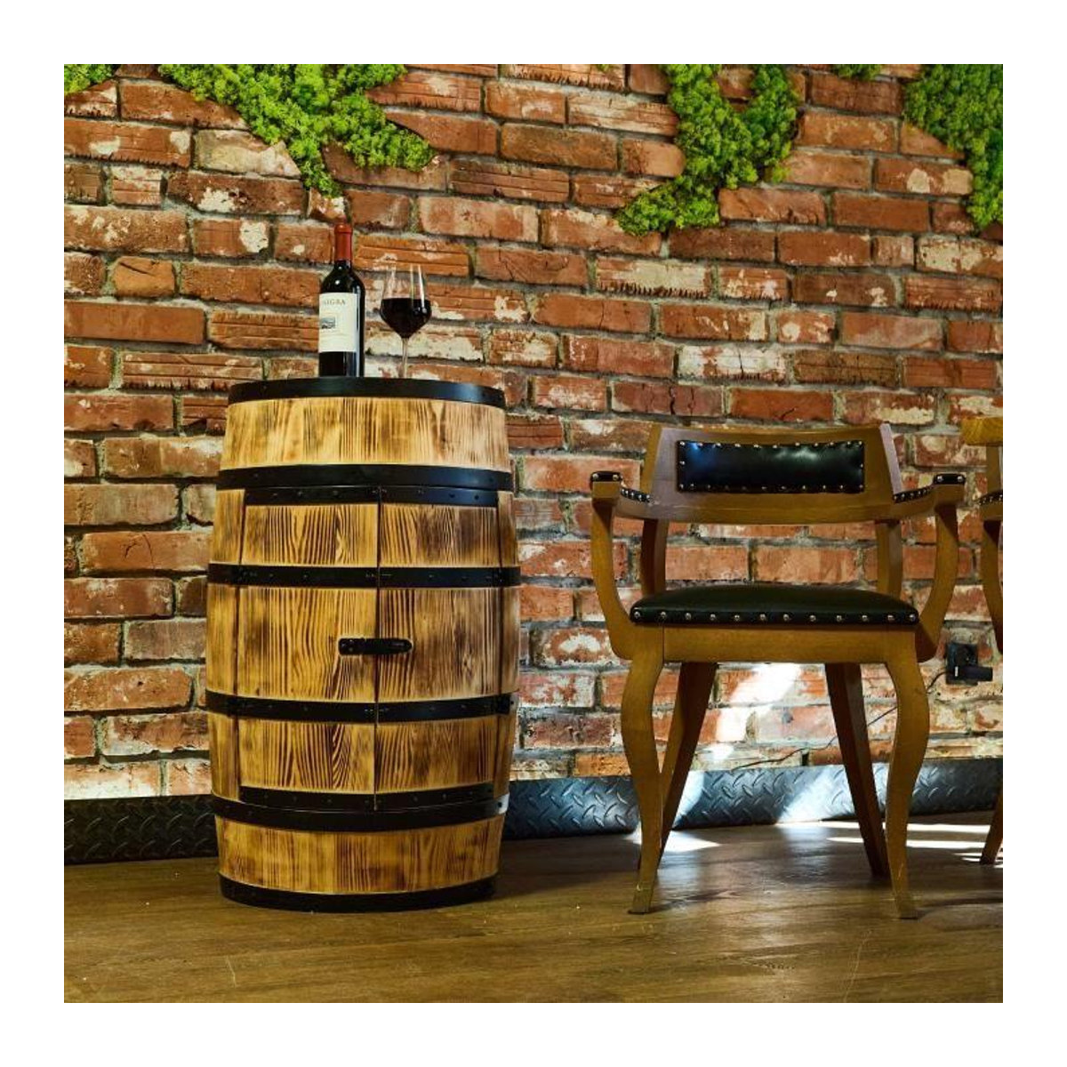 Weinregal CreativeCooper aus gebranntem Kiefernholz mit Türen, B/T: 80 x 50 cm - Bild 2