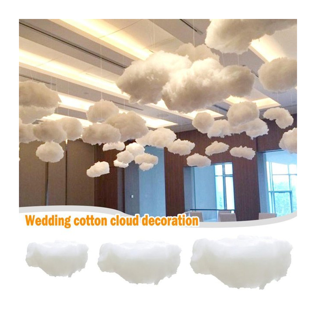 Weiße künstliche Baumwollwolke als hängendes Dekoelement für Hochzeit, Geburtstag oder Weihnachten - Bild 1