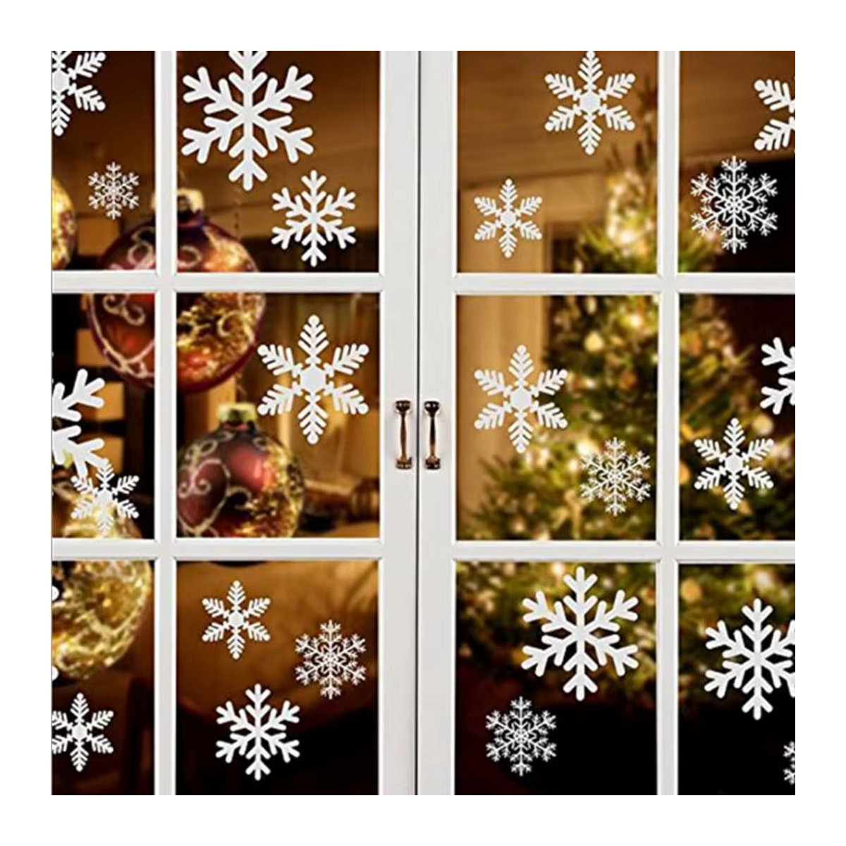 Weiße Schneeflocken Fensteraufkleber aus PVC für Weihnachten und Winterparty - Bild 3