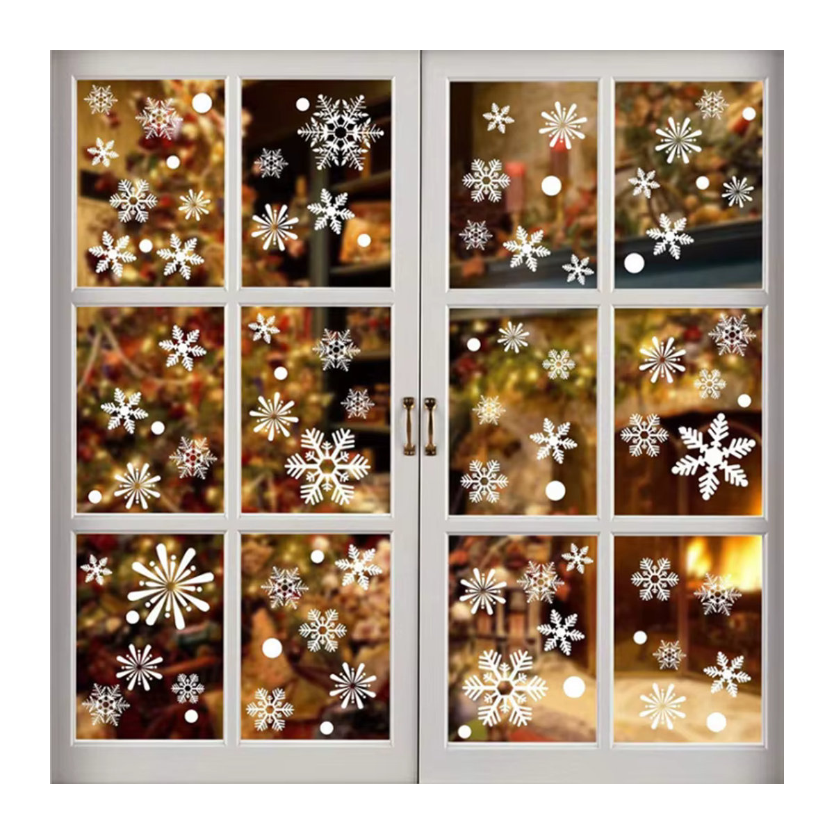 Weiße Schneeflocken Fensteraufkleber aus PVC für Weihnachten und Winterparty - Bild 5