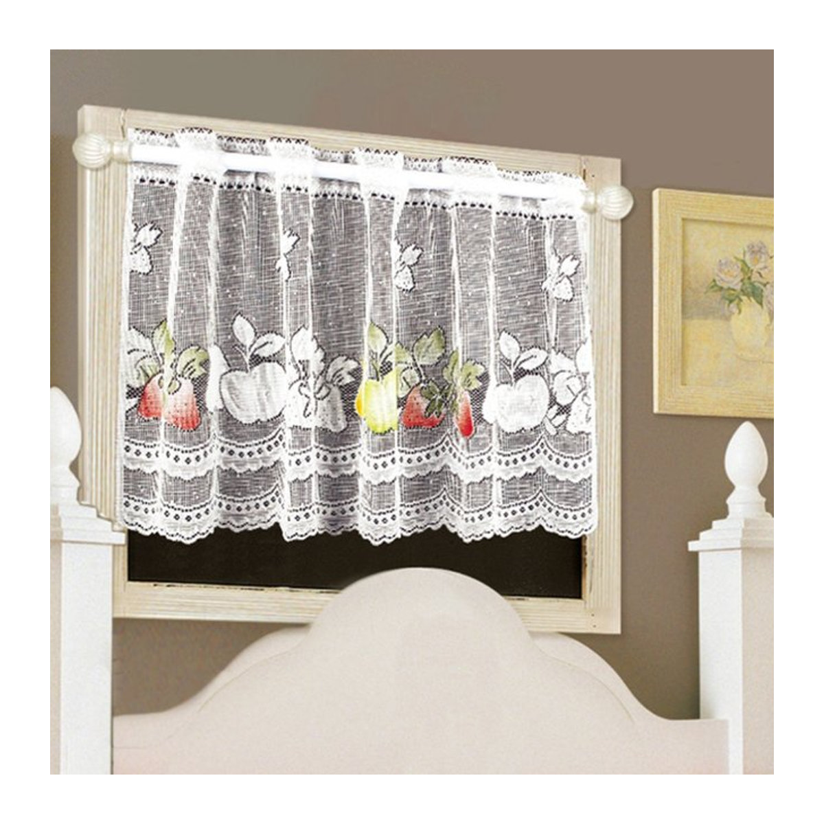 Weiße Spitzenvorhänge für Garten, Küche und Schrank zur Dekoration, transparent und perforiert - Bild 1