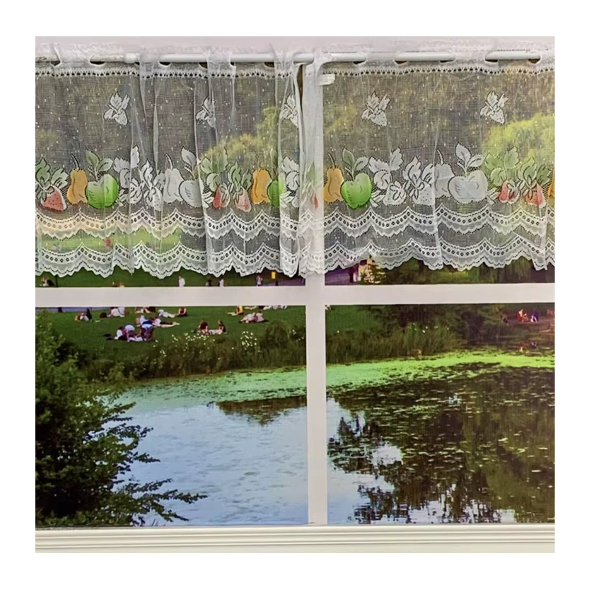 Weiße Spitzenvorhänge für Garten, Küche und Schrank zur Dekoration, transparent und perforiert - Bild 2