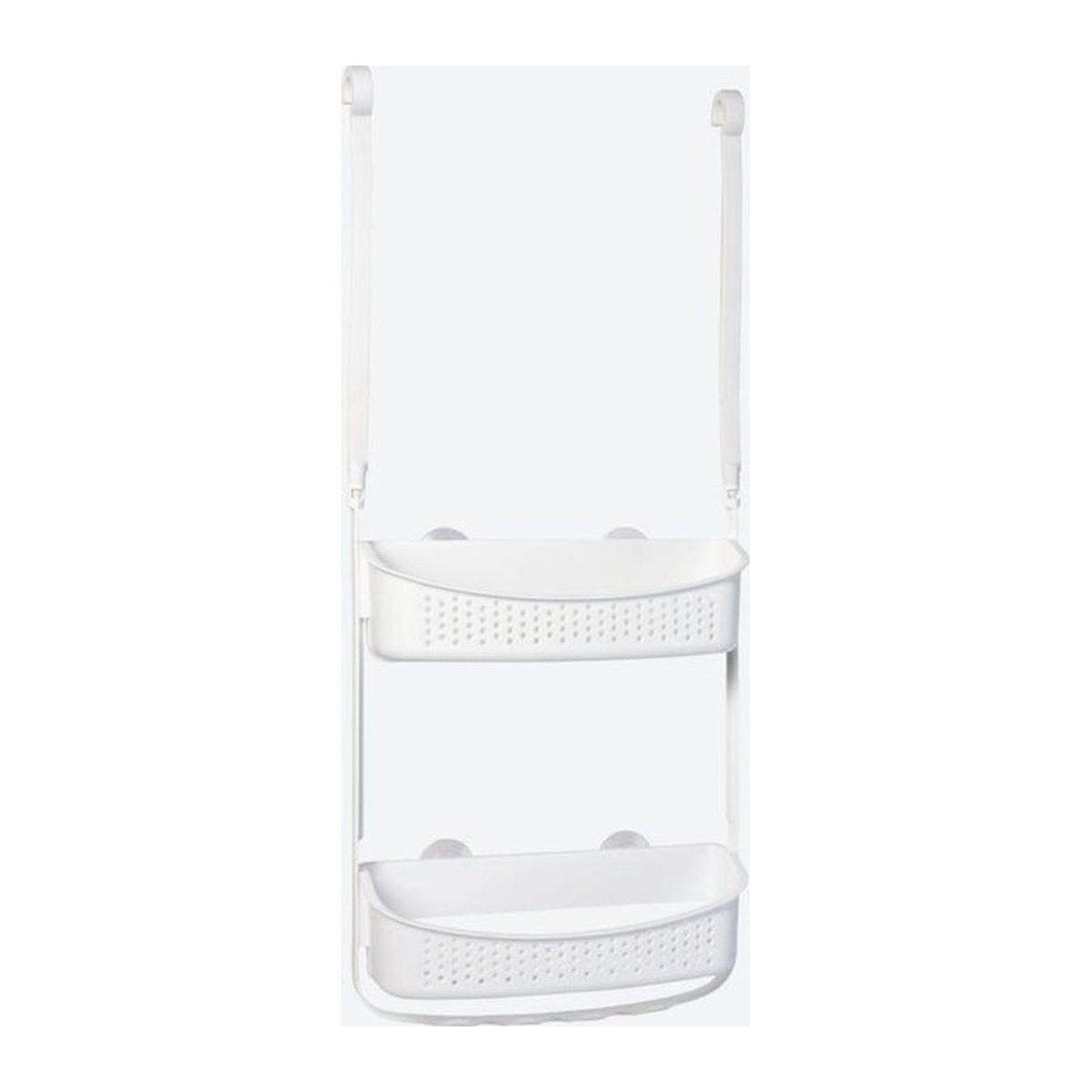 Weißes Badregal als Dusch-Organizer aus Kunststoff mit flexiblen Haken, B/T/H: 32 x 10 x 72,5 cm - Bild 1