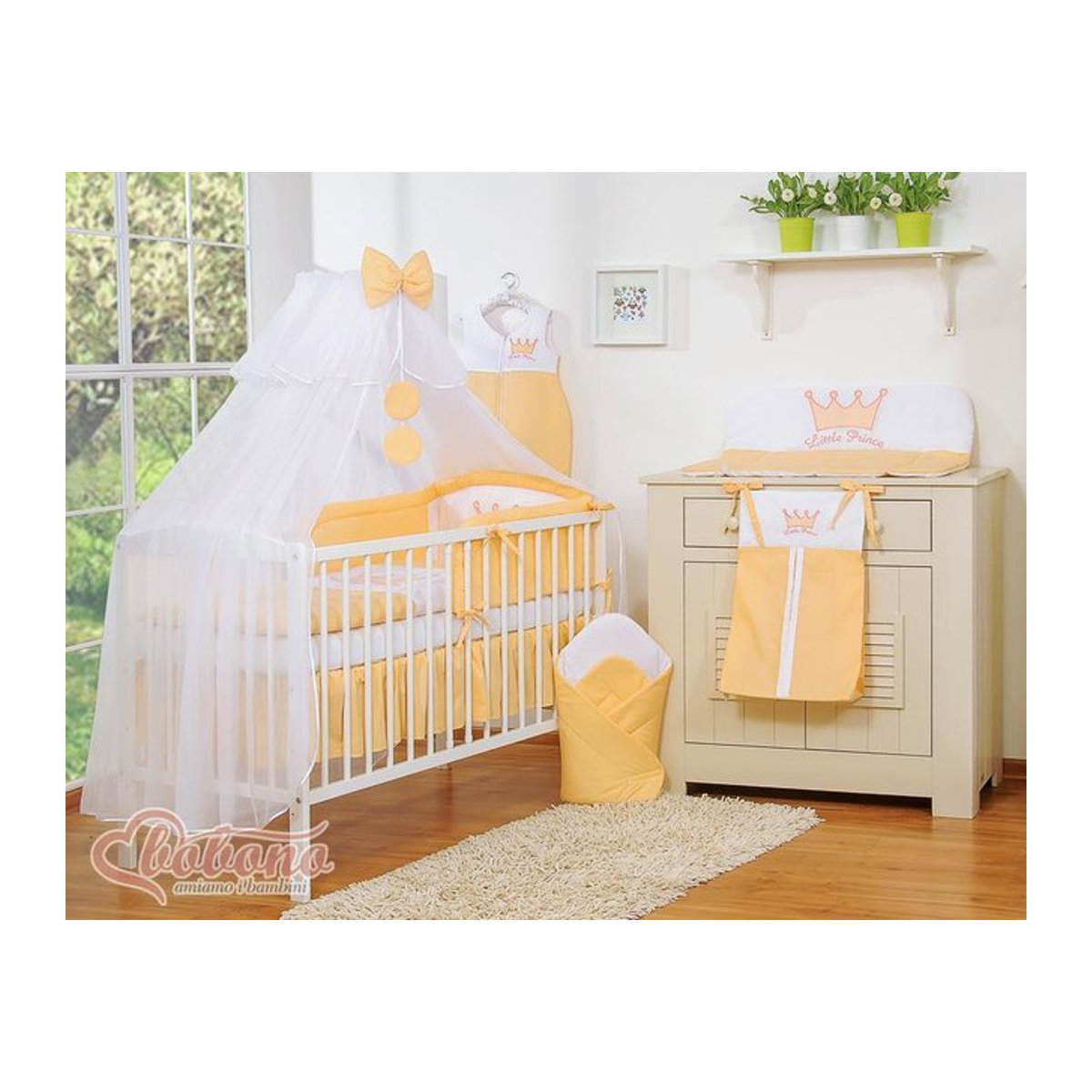 Weißes Chiffon-Moskitonetz für Babybetten mit Ringen und Schleife zum Schutz und zur Dekoration - Bild 1