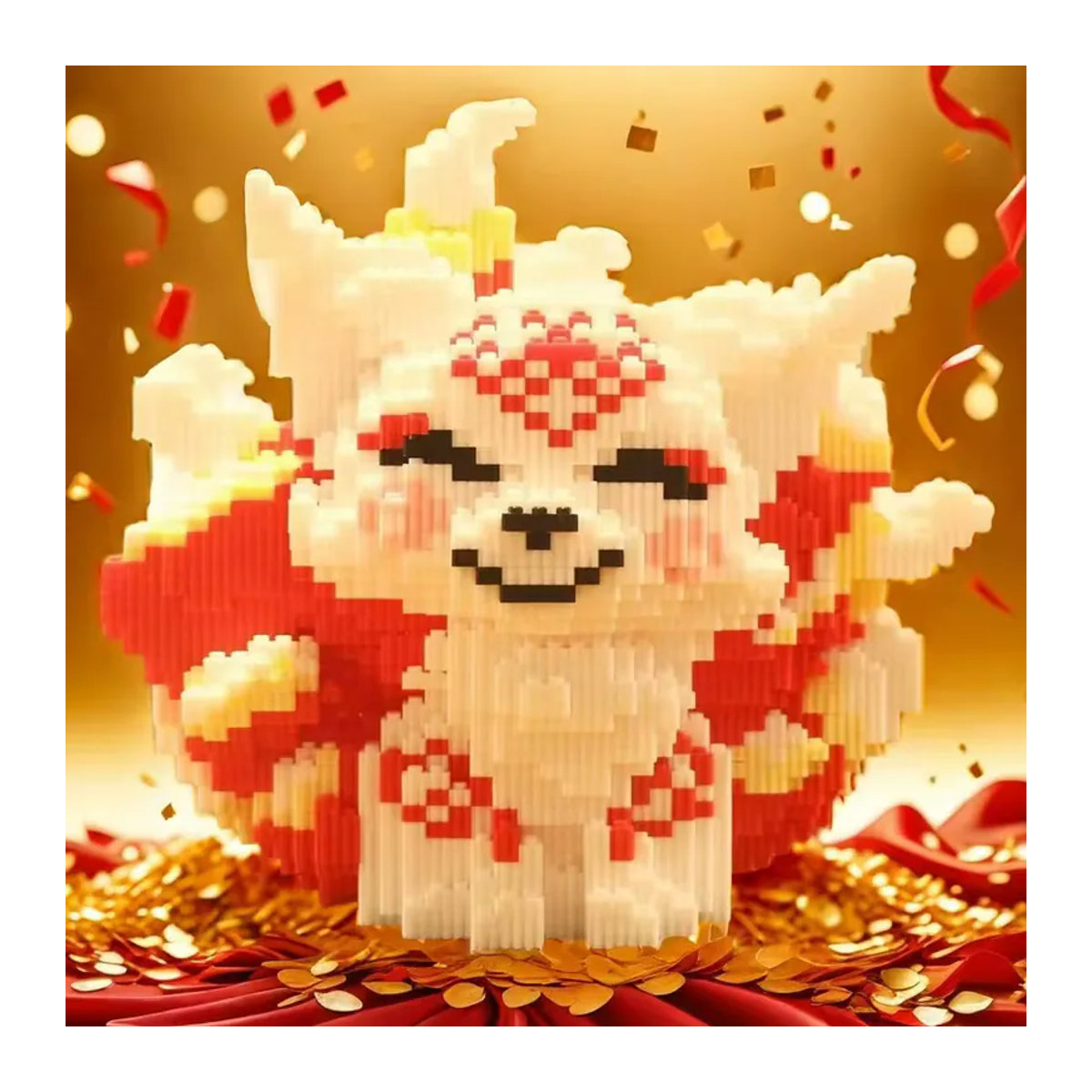 Weiyan 7063-teiliges 3D-Puzzle Nine-Tailed Fox DIY-Modellbausatz aus Kunststoff in Gold, Rot und Weiß - Bild 2