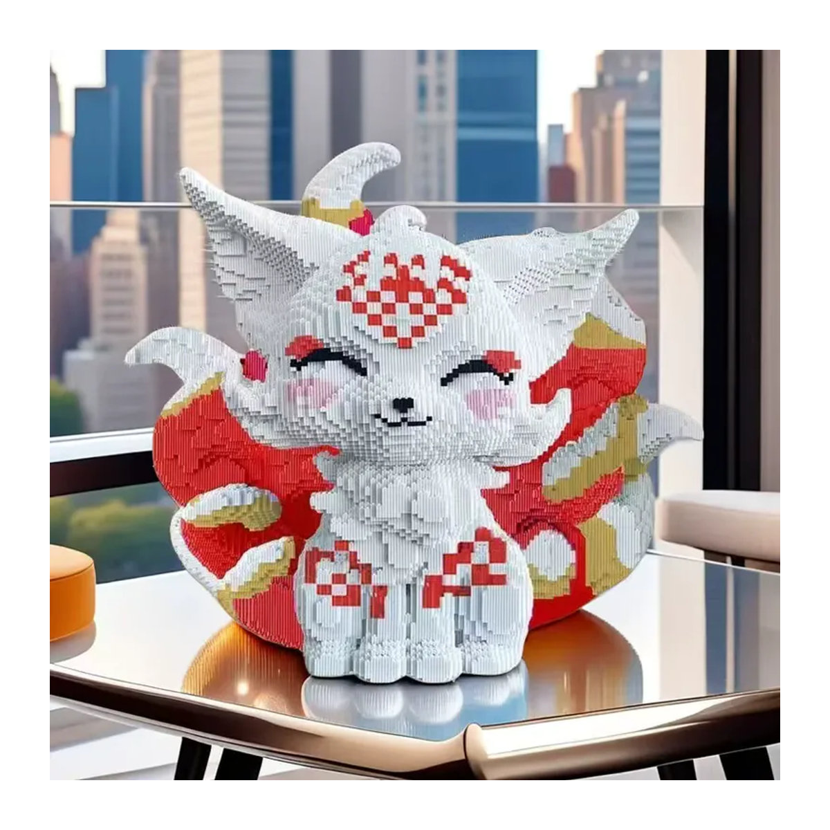 Weiyan 7063-teiliges 3D-Puzzle Nine-Tailed Fox DIY-Modellbausatz aus Kunststoff in Gold, Rot und Weiß - Bild 4