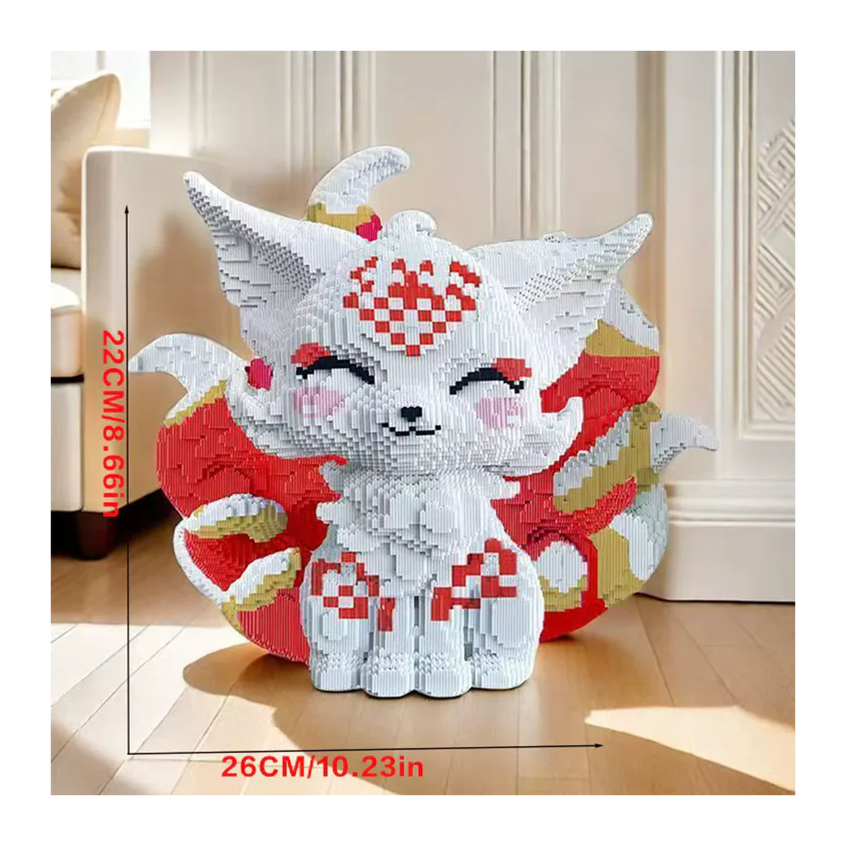 Weiyan 7063-teiliges 3D-Puzzle Nine-Tailed Fox DIY-Modellbausatz aus Kunststoff in Gold, Rot und Weiß - Bild 6