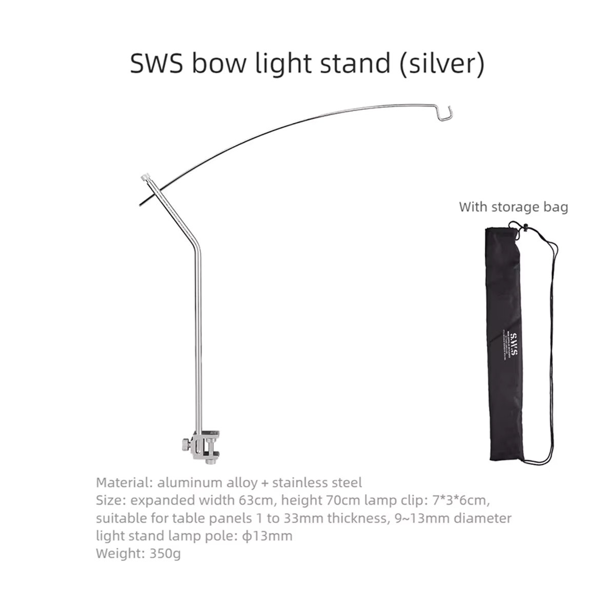 Wellhike Camping Tisch SWS Bogen Licht Rahmen aus Edelstahl in Schwarz - Bild 4
