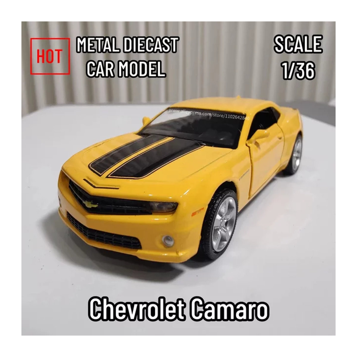 WELLY Chevrolet Camaro Modellauto Maßstab 1:36 Metall Druckguss Replik in Rot - Bild 1