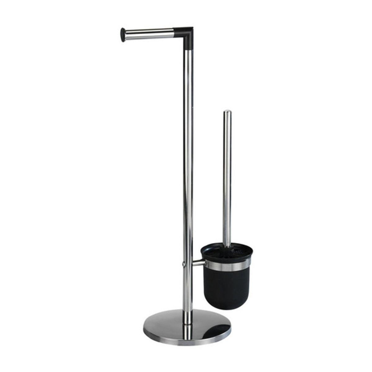 WENKO Stand-WC-Garnitur Parus mit WC-Bürste aus Edelstahl und Kunststoff in Schwarz glänzend, Höhe: 57 cm, Breite: 25,5 cm - Bild 1