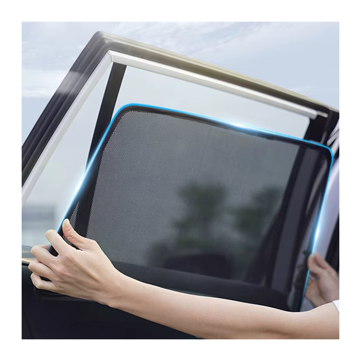 Wenlo Magnetischer Sonnenschutz für Porsche Macan 2014-2023, Schwarzer Textil-Sonnenschutz für Frontscheibe und hintere Seitenfenster - Bild 3
