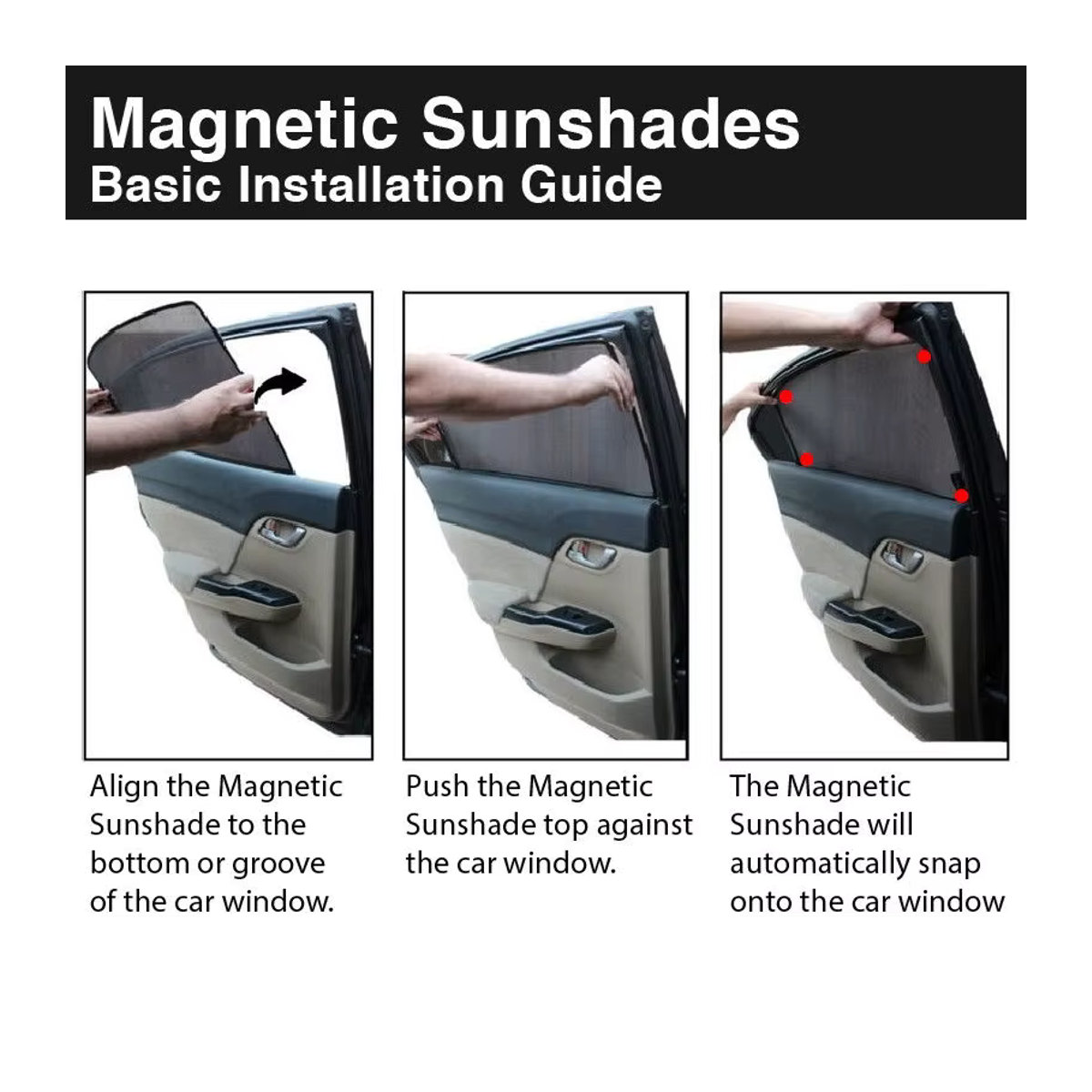 Wenlo Magnetischer Sonnenschutz für Porsche Macan 2014-2023, Schwarzer Textil-Sonnenschutz für Frontscheibe und hintere Seitenfenster - Bild 4
