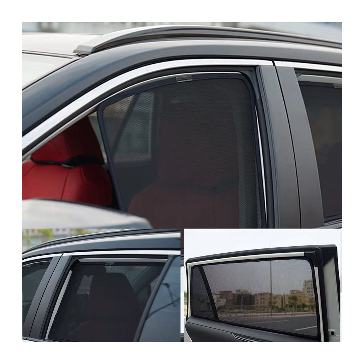 Wenlo Sonnenschutz Set für Mercedes Benz C Klasse W205 S205 Avant Wagon 2012-2016, Textil, Schwarz - Bild 3