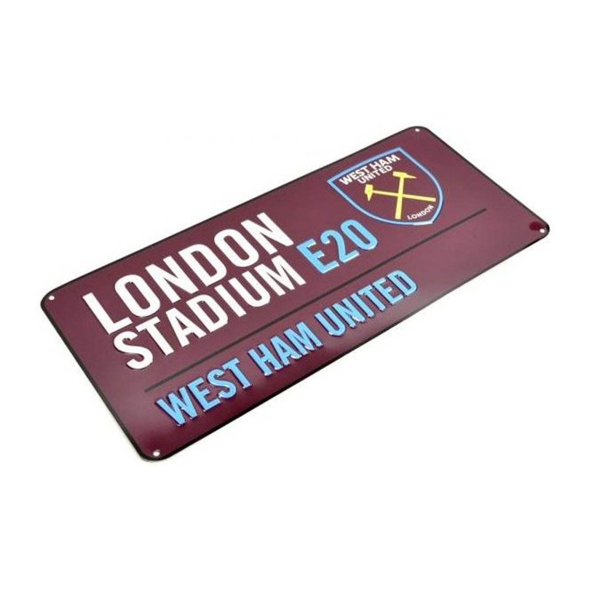 West Ham United FC Metall Straßenschild in Claret, B/H: 40 x 40 cm - Bild 1