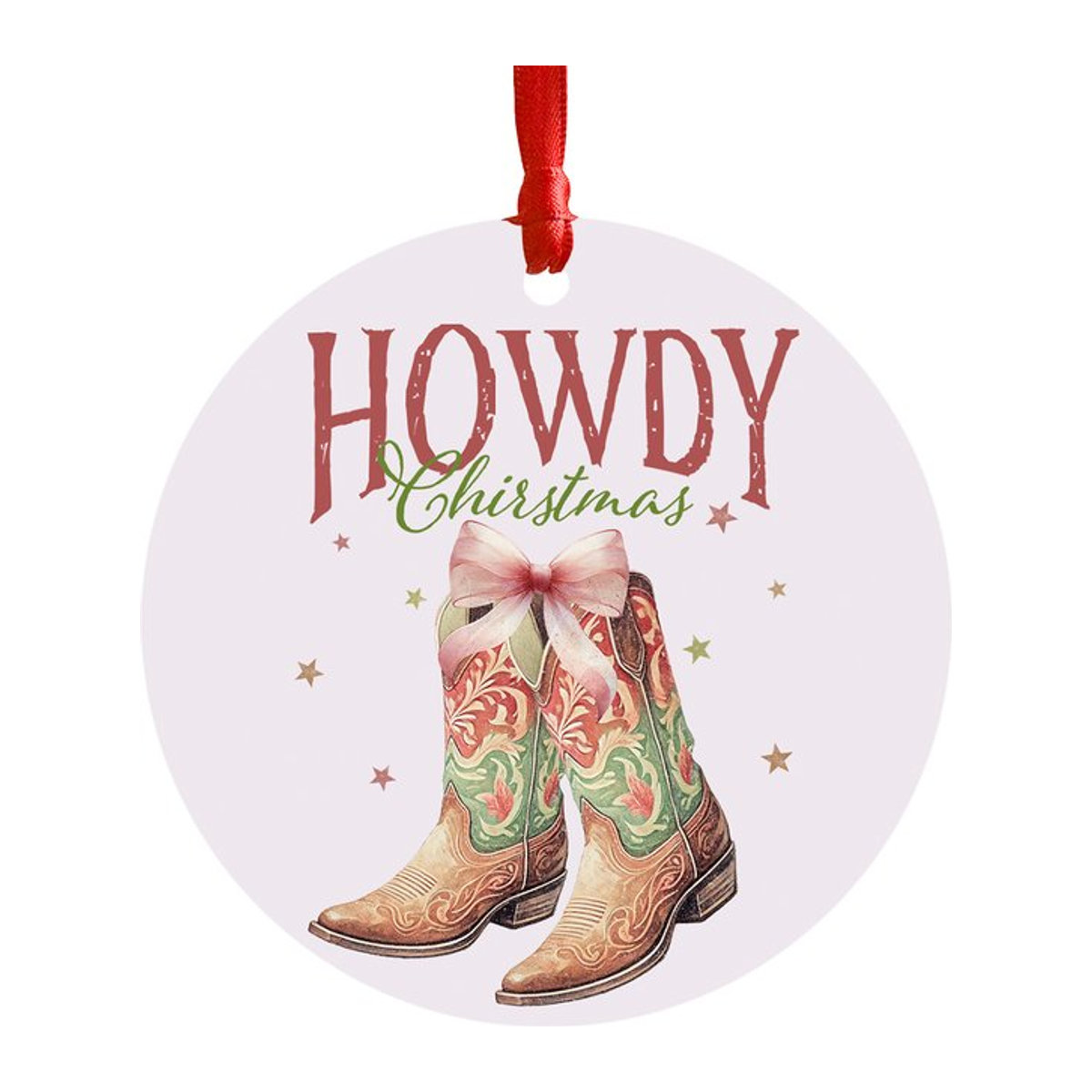 Western Cowgirl und Cowboy Weihnachtsanhänger aus Acryl in Multicolor, hängende Weihnachtsbaum-Dekoration - Bild 1