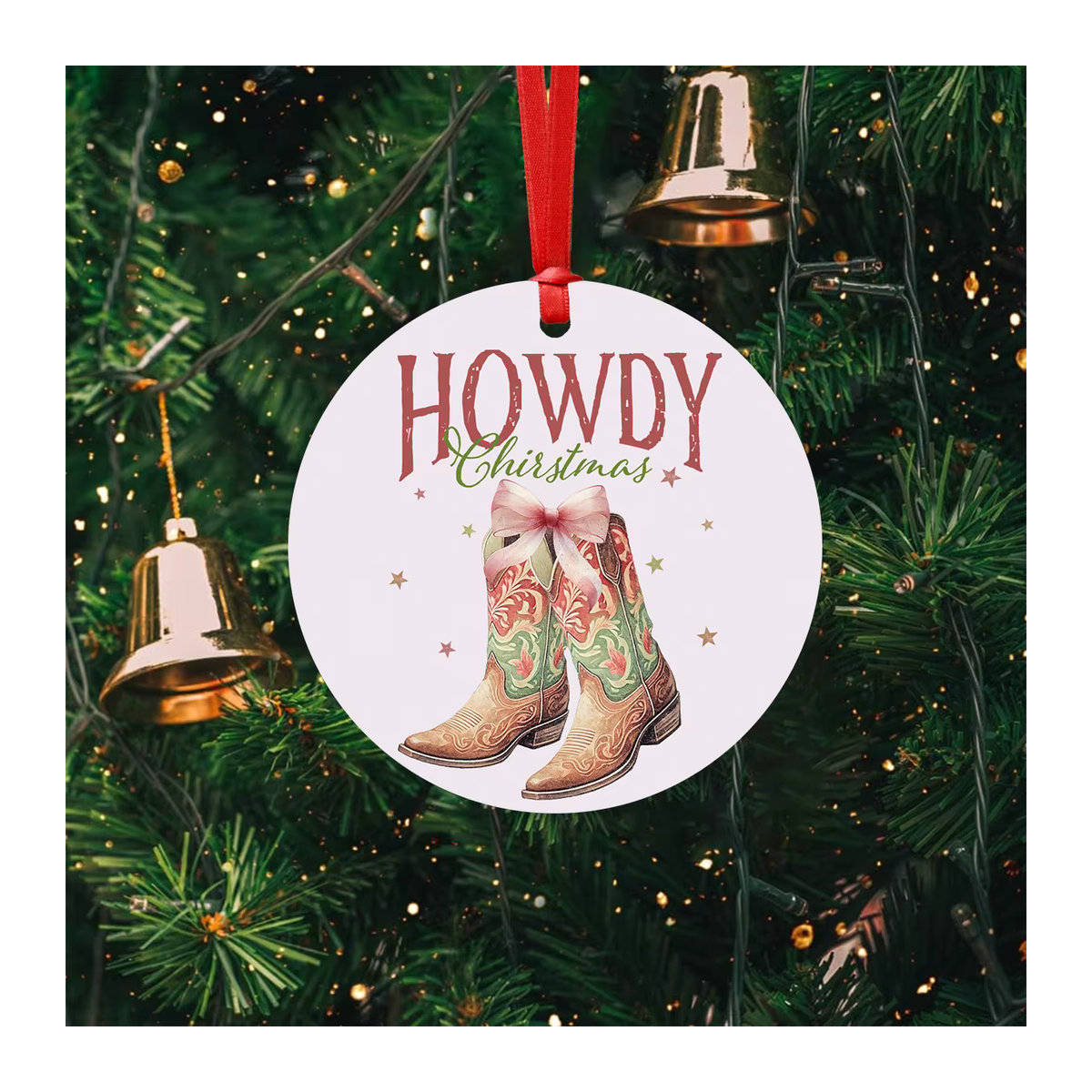 Western Cowgirl und Cowboy Weihnachtsanhänger aus Acryl in Multicolor, hängende Weihnachtsbaum-Dekoration - Bild 2