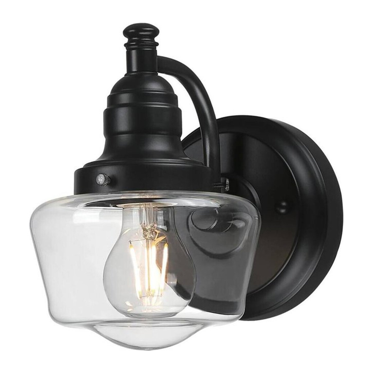 Westinghouse Außenwandleuchte Eddystone in Schwarz aus Metall und Glas im Industrial-Stil, E27, B/H/L: 15 x 21 x 22 cm - Bild 1